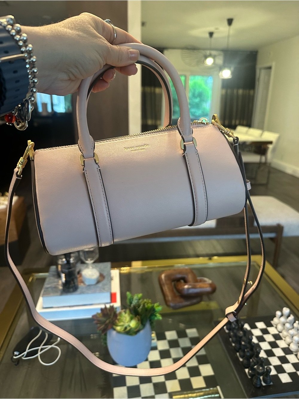 NWT Kate Spade Spade Icon Small Barrel Bag Blush Pink Leather